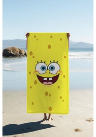 Resim Dijital Baskı Plaj Deniz Havlusu Sünger Bob Desenli Peştamal Hvl0024 Renkli 