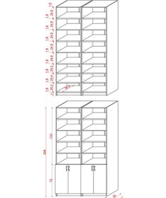 Resim Asra Trend %100 MDFLAM Beyaz & Koyu Gri Kapaklı Kitaplık K-47 