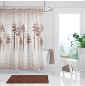 Resim Ağaç Desen Banyo Perdesi, Kahverengi Duş Perdesi,Banyo Dekorasyon 