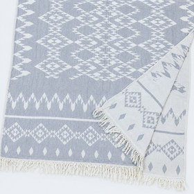 Resim Aztec Dokulu Pamuk Peştamal Açık Gri - 100x170 cm 