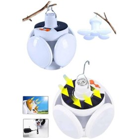 Resim Katlanabilir Askılı Kamp Lambası 5 Kanatlı Pratik Güneş Enerjili Çoklu Renk 