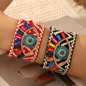 Resim Günlük Kullanım, Partiler ve Festivaller için Mükemmel, Ayarlanabilir Alaşımlı Göz & Taşlı Püskül Bileklik 