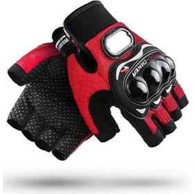 Resim Yarım Motosiklet Eldiveni Korumalı Kırmızı Xl 