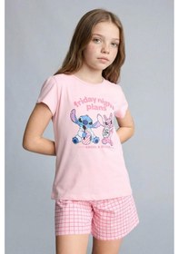 Resim Defacto Dısney Lılo & Stıtch Regular Fıt 2li Pijama Takımı Kız Çocuk H2768a826sppn105 Pembe-pn105 