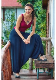 Resim Gipe Bel Detaylı Yazlık Kadın Şalvar Pantolon-Std-Antrasit 