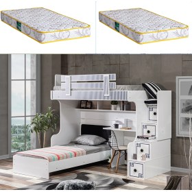 Resim Setay Çizgi Ranza Karyola Çalışma Masası +2 Adet Comfort Yatak 