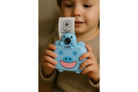 Resim Büro Ev Ofis Hediyesi Için Ekranlı Mono Yazıcılı Mini Mavi Fotoğraf Makinesi 