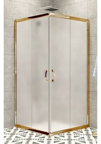 Resim Durul Duşakabin Kare Altın Profil Buzlu 5mm H:190 Altın 