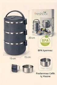Resim Zeria Home FreshBox 3 Katlı Sızdırmaz Yemek Termosu - Microdalga' ya giren Sefer Tası 