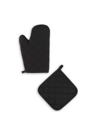 Resim Yanmaz Fırın Eldiveni Ve Fırın Tutacağı 1 Eldiven 1 Tutacak Siyah 