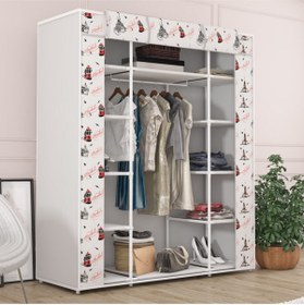 Resim BYDAMAT Bez Dolap Çift Yandan Raflı Kaliteli İstanbul Temalı 