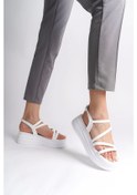 Resim Natalıe İnce Tokalı Şerit Detaylı Ortopedik Taban Kadın Sandalet Bt Beyaz Beyaz 