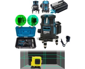 Resim Branzeg Şarjlı Çift Akülü Profesyonel 4 Köşe 4×360 5 Yönlü Satır Yeşil Çizgi Lazer Terazi Çizgi Hizalama 