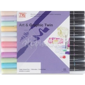 Resim Zig Art & Graphic Twin Brush Pen Çift Uçlu Kalem 12Li Set Pastel 