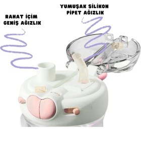 Resim Diller D2518 580ml Çift Kullanım Askılı Pipetli Tritan Matara Çok Renkli 