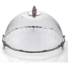 Resim Lamedor Cam Dekoratıf Kapaklı Stand Gümüş 30x30x16 Cm 