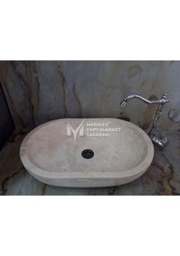 Resim Traverten Oval Dikdörtgen Lavabo 