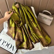 Resim Kadınlar İçin Zarif Yeşil & Kahverengi Yaprak Desenli Eşarp - Uzun Boylu Eşarp, Başörtüsü, Şal, Elde Yıkanabilir, Makinede Yıkanabilir, Günlük & Resmi Kıyafetler İçin - Zarif Aksesuar, Çok Yönlü Moda, Resmi Kıyafet Aksesuarı, Şık Saç Aksesuarı, Moda Tutkunları 