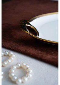 Resim Acar Arven Oval Gold Sunum Tepsisi - 45 Cm Beyaz 