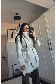 Resim Gizuu Dik Yaka Kaşe Kaban 
