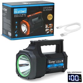 Resim Led Şarjlı El Feneri 25w Wt-417 Siyah 