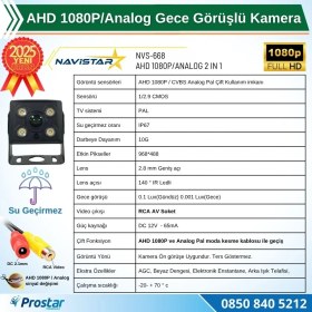 Resim Ahd 1080P/ANALOG Orta Boy Gece Görüşlü Rca Av Soketli Kamyon Tır Otobüs Kamerası 