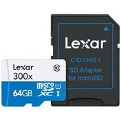 Resim Lexar 64 Gb 300x Micro Sdxc Uhs-ı V30 A1 U3 Hafıza Kartı + Sd Adaptör 
