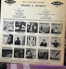 Resim Homer And Jethro - Will Drive You Nuts With Their Version Of The Standards King Records - 639 