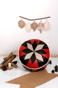 Resim Ottoman Pouffe İskandinav El Yapımı Hakiki Kuzu Derisi Bohem Bahçe Balkon Bungalov Puf Minder 60x30cm(DOLGUSUZ) 