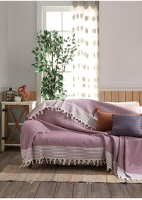 Resim Lux Touch Riga Mürdüm Buldan Koltuk Örtüsü 170 X 220 Cm Koltuk Şalı Kanepe Çekyat Örtüsü Pamuklu Throw 