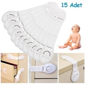 Resim Çocuk Çekmece Ve Dolap Kilidi Bebek Güvenlik Koruma Kilidi 15 Ade Çok Renkli 