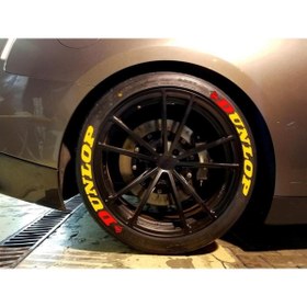 Resim bombtire Dunlop Sarı Kalıcı Lastik Yazısı Dunlop Sticker 8 Kit Büyük Boy 