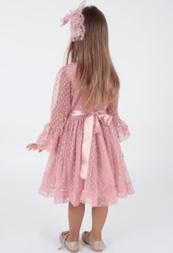 Resim AHENGİM Kids Kız Çocuk Tokalı Ve Tül Dantel Trend Abiye Elbise Ak2209 