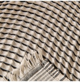 Resim Soft Waffle Koltuk Şalı - Ekru / Siyah - 120x170 Cm Çok Renkli 