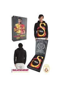 Resim Galatasaray Lisanslı Büyük Logo Kapüşonlu Erkek Sweat Kişiye Özel Metin Oktay Baskılı Ahşap Kutulu 096 Siyah 