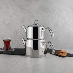Resim Mena Rise Modern Mini Küçük Boy 0.8-1.6 Lt. Paslanmaz Çelik Çaydanlık Takımı 1080055 