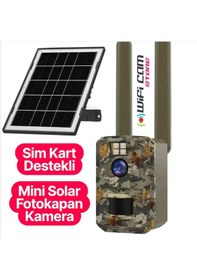 Resim Sim Kartlı Ve Güneş Panelli Mini Kamuflaj Fotokapan Kamera 