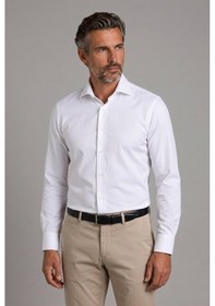 Resim Bisse Beyaz Regular Fit Cepsiz Klasik Uzun Yaka Saten Gömlek Gmkls252187 D01 