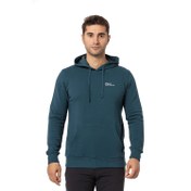 Resim JACK WOLFSKIN ERKEK SWEATSHIRT Tommy Hoody Yeşil Kapüşonlu 