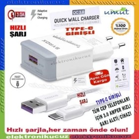 Resim Samsung Galaxy A7 2017 Hızlı Şarj Aleti Type C 18W 3A Şarj Set TYPE-C_Q32 