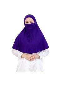 Resim Modish Group Hazır Başörtüsü Pratik İslami Giyim Penye Peçeli Türban Namaz İçin Yumuşak Eşarp Mor 