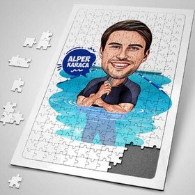 Resim Havuzdaki Erkek Karikatürlü Puzzle 