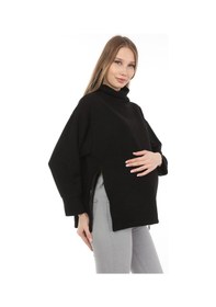 Resim Luvmabelly Myra4280 Fermuarlı Hamile Sweatshirt -Siyah 