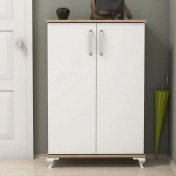 Resim Bimossa R6030 Ceviz - Beyaz Ayakkabılık Çok Amaçlı Raflı Düzenleyici Dolap 100 cm 
