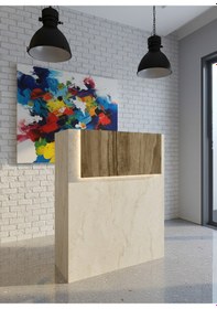 Resim Resital Ledli Karşılama Bankosu G-90 Cm Ofis Kasa Resepsiyon Masası Banko-003-8-2 