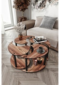 Resim Yin Yang Unıty Serenıty Orta Sehpa 4 Lü Ceviz 70cm Ceviz 