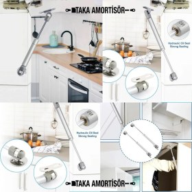 Resim Taka Amortisör Mutfak Dolap Kapak Amortisörü 80N Gazlı Piston 