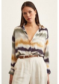 Resim Never More Sulu Boya Desenli Gömlek Haki 