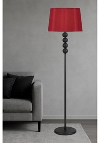 Resim Lyon Siyah Toplu Metal Ayaklı Lambader Bordo Şapka Modern , Oturma Odası ,yatak Odası , Salon Lambader Çok Renkli 