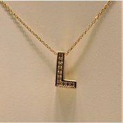 Resim Taşlı 3 Boyutlu L Harfi ve Zinciri Guler1001733 